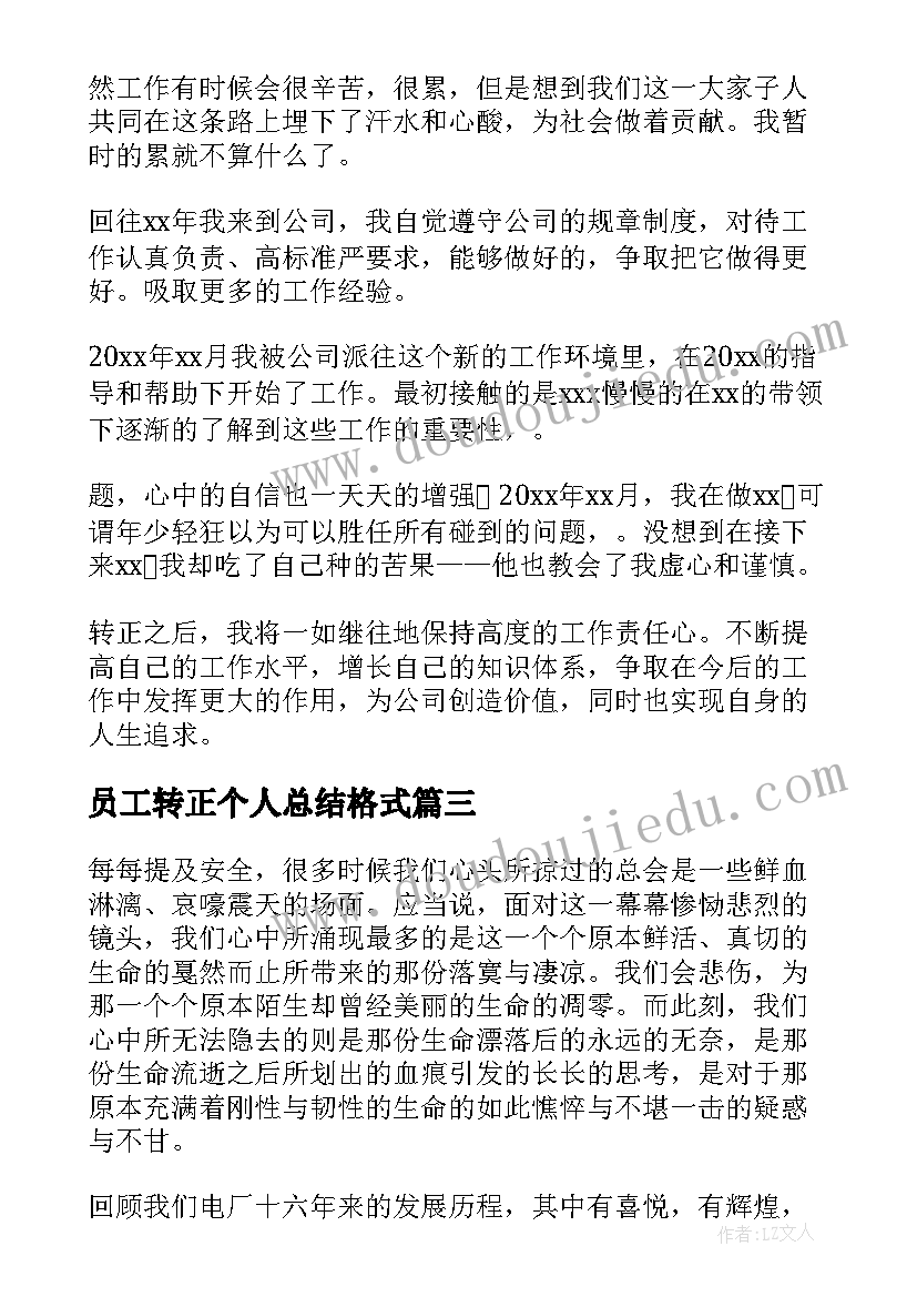 最新员工转正个人总结格式(优秀8篇)