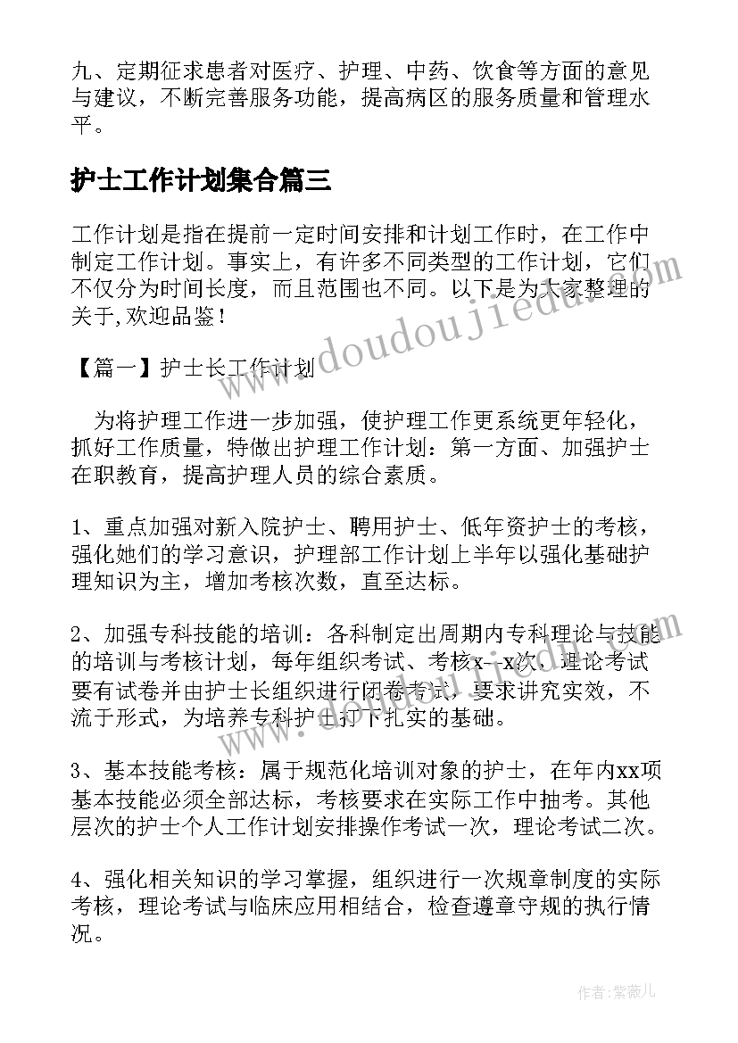 最新护士工作计划集合(优质5篇)