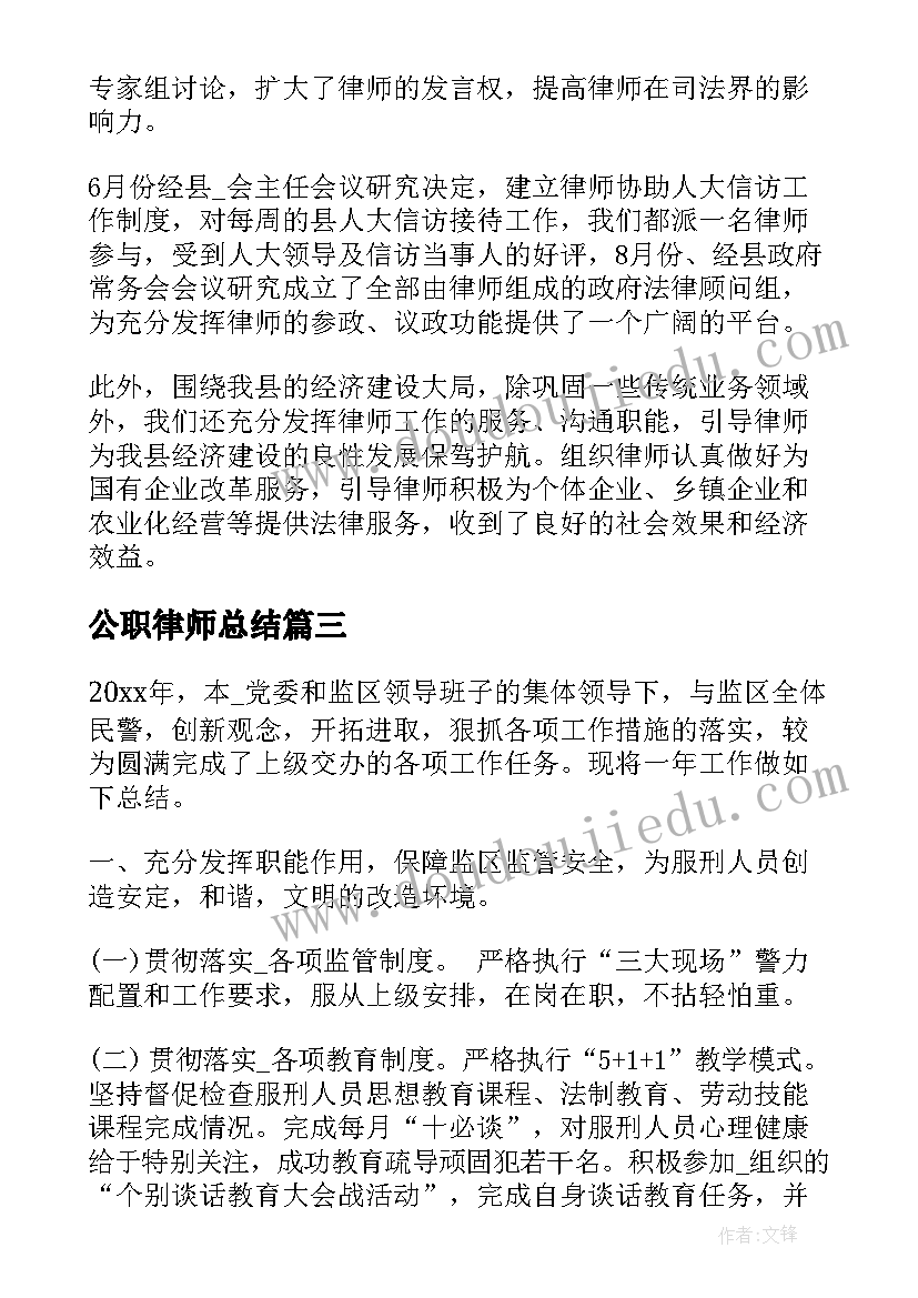 公职律师总结 公职律师工作的总结(模板6篇)