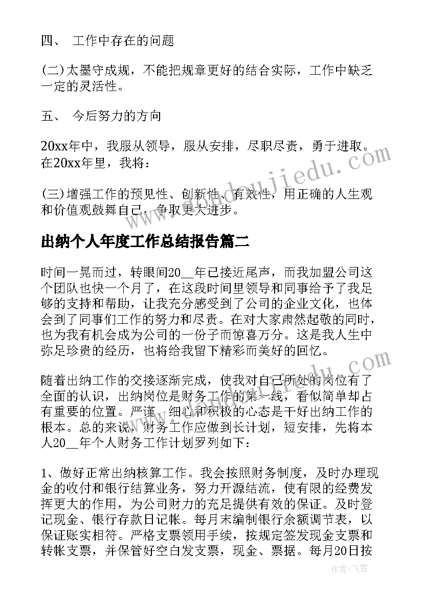 最新出纳个人年度工作总结报告(精选5篇)