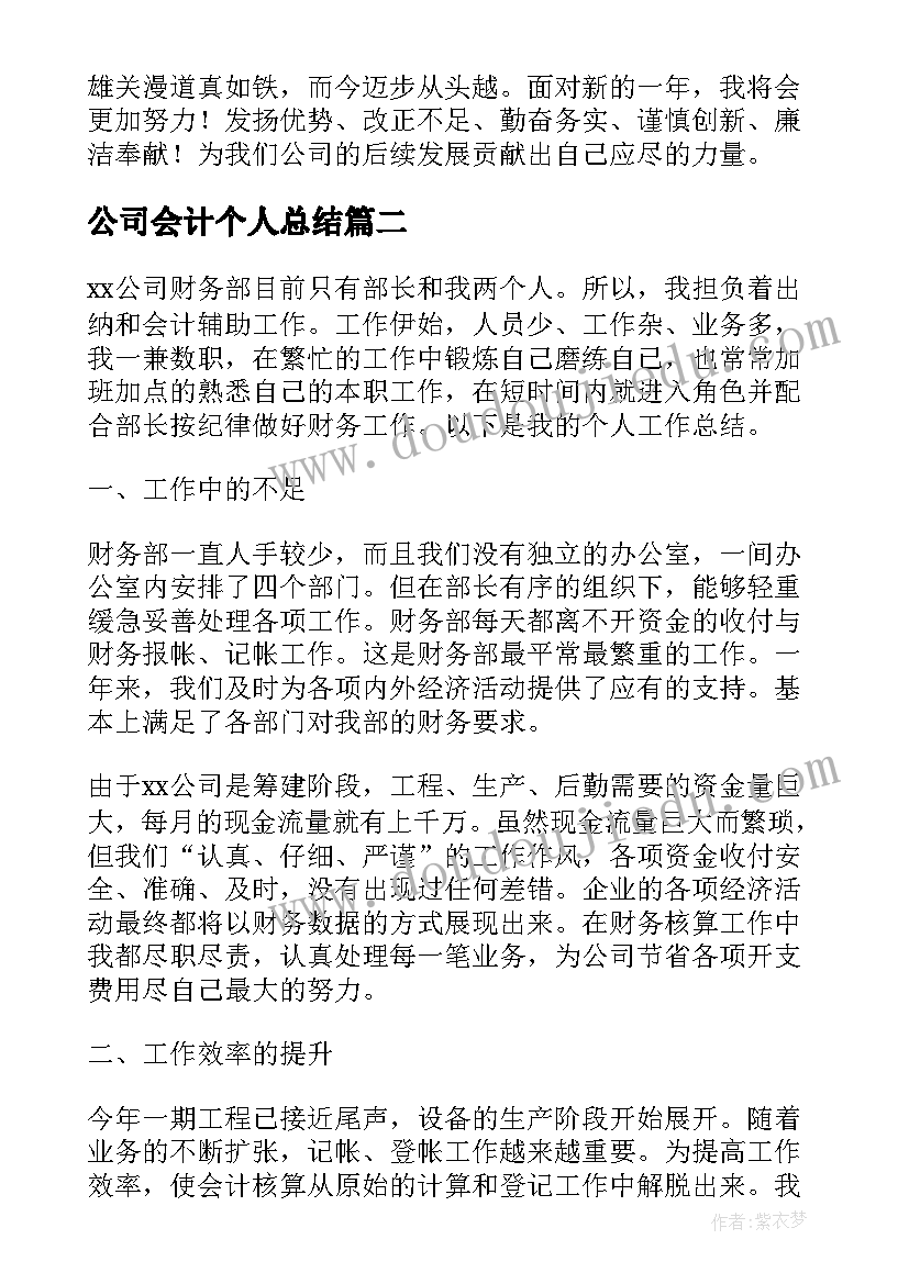 最新公司会计个人总结 公司会计个人年度总结(通用6篇)