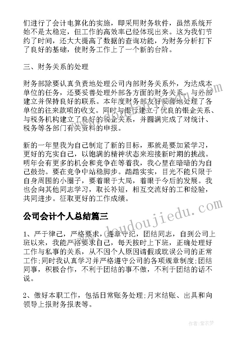 最新公司会计个人总结 公司会计个人年度总结(通用6篇)