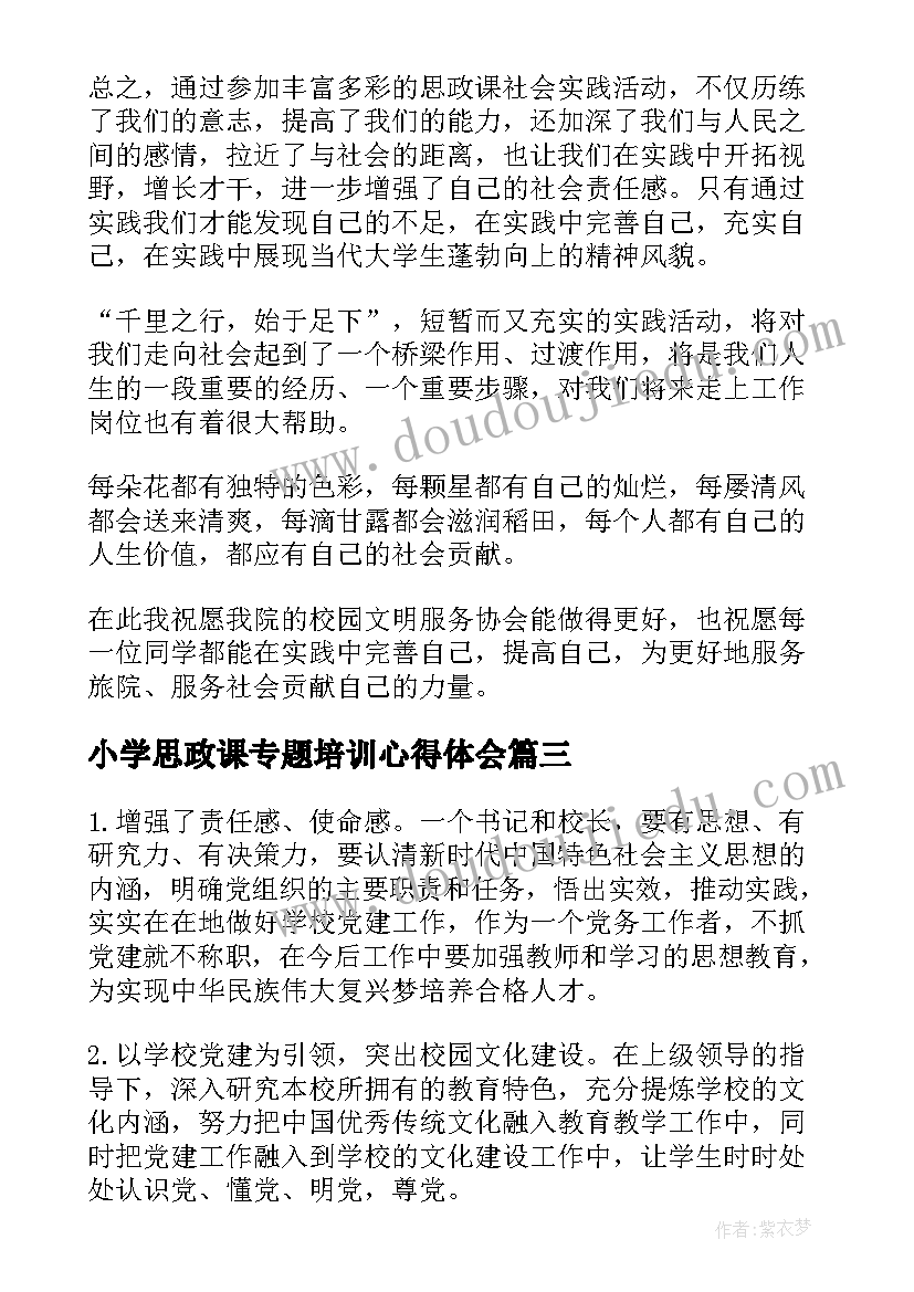 最新小学思政课专题培训心得体会 小学校长思政课培训心得体会(精选5篇)