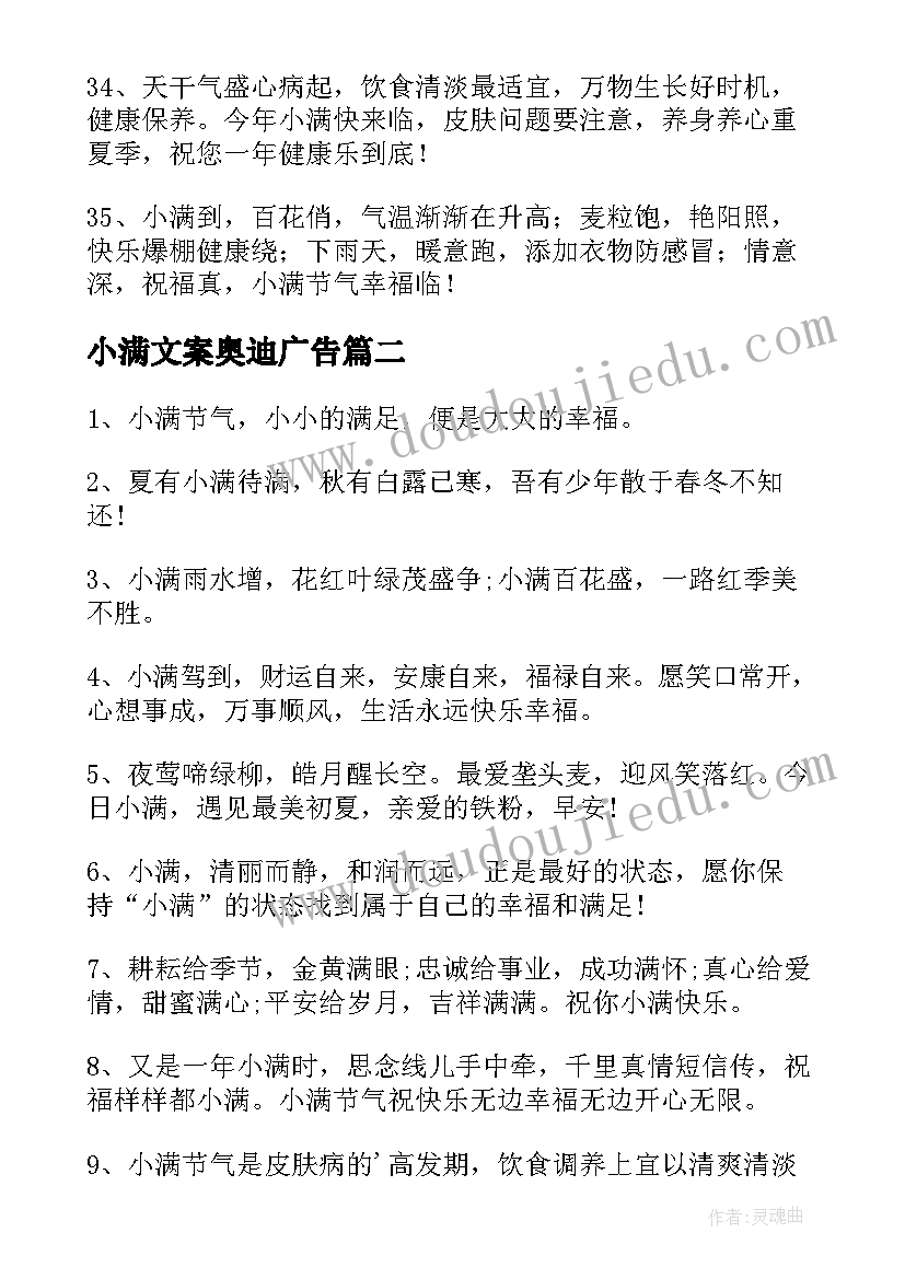 小满文案奥迪广告(模板5篇)