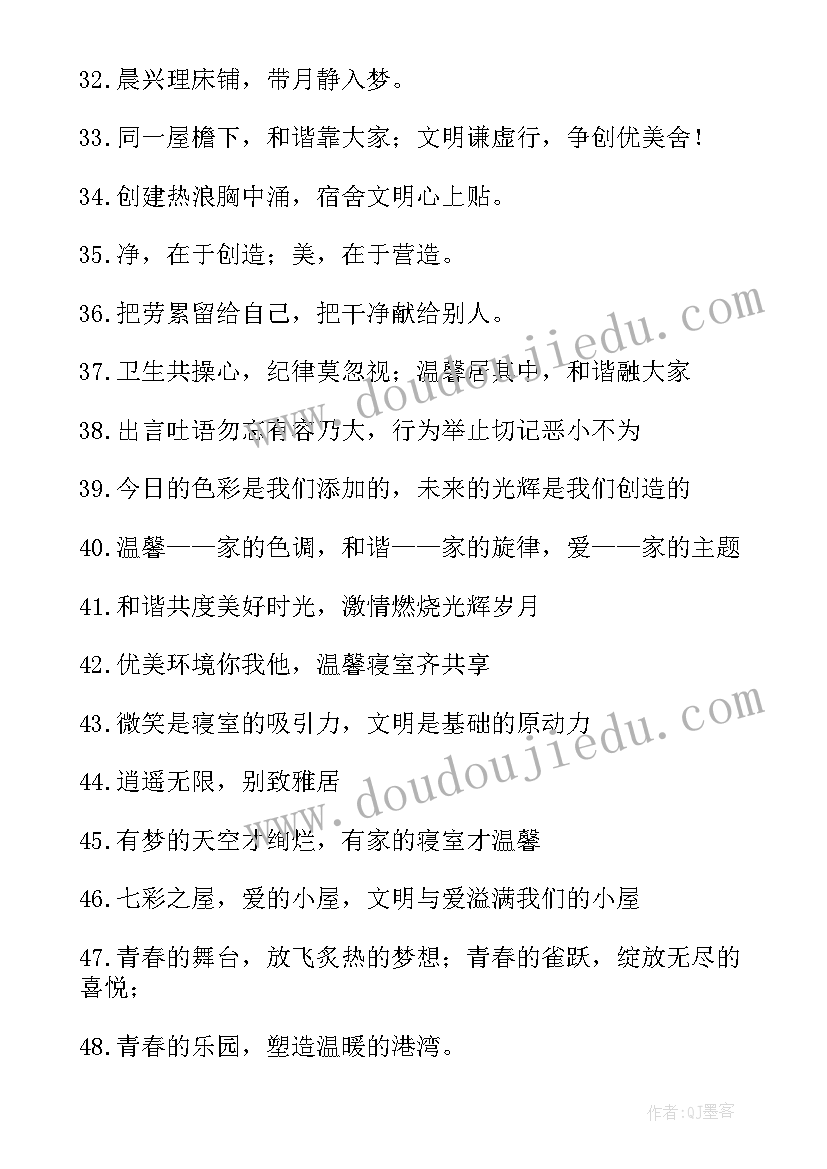 2023年宿舍标语标语温馨(优质8篇)