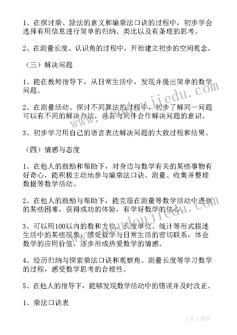 二年级数学教学计划人教版 二年级数学教学计划(大全10篇)