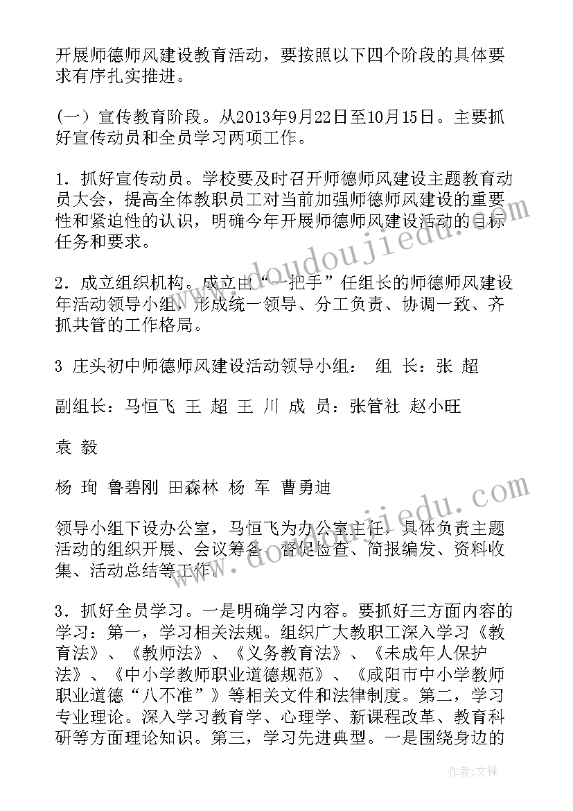 师德师风创建方案 教师师德师风建设年活动方案(模板6篇)