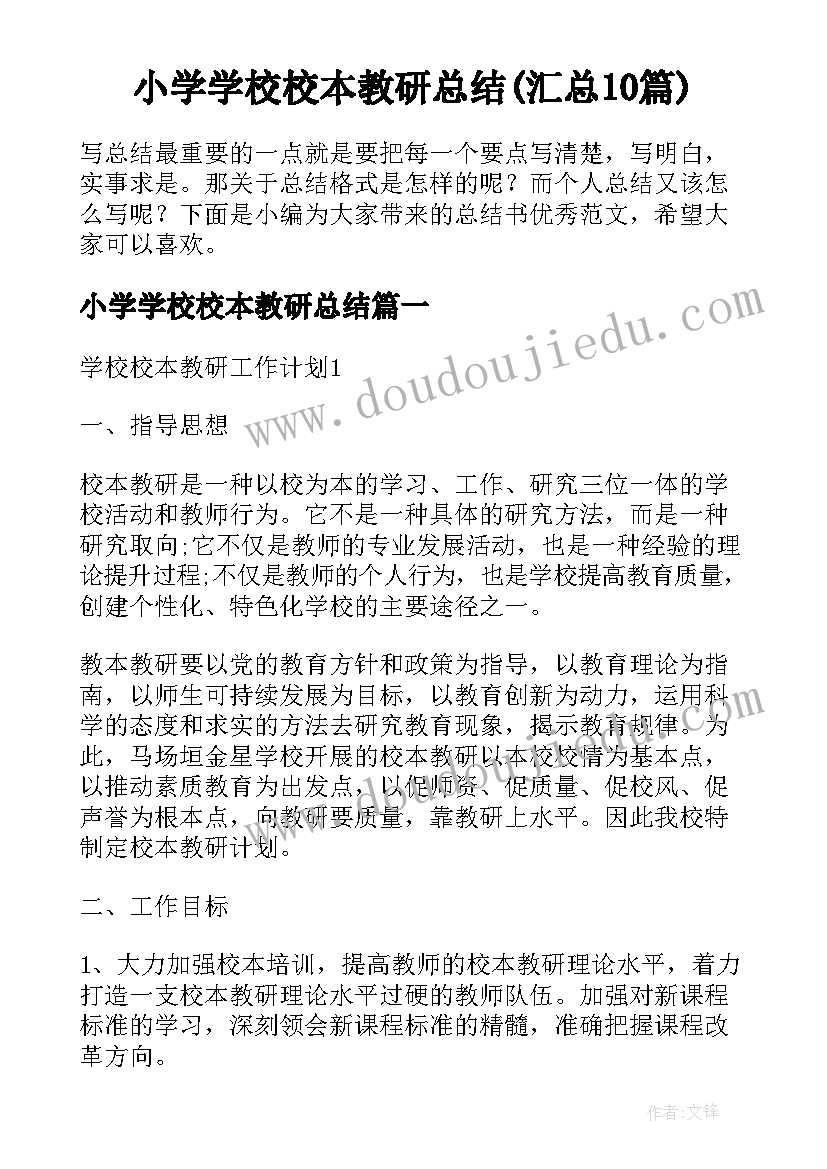 小学学校校本教研总结(汇总10篇)