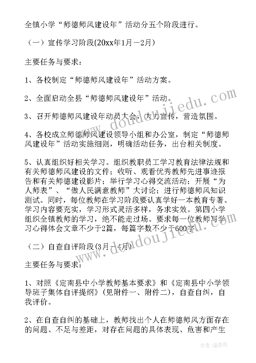 最新小学师德师风活动方案及总结(大全8篇)