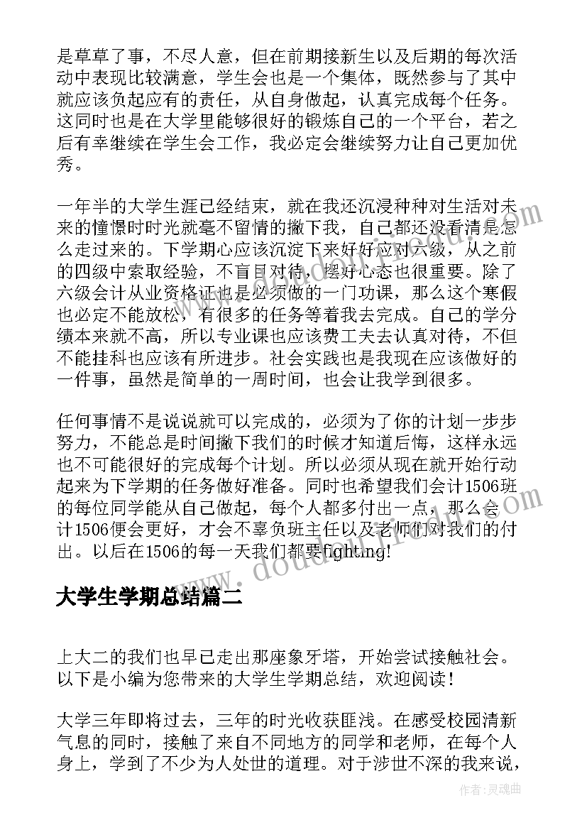 2023年大学生学期总结(精选9篇)