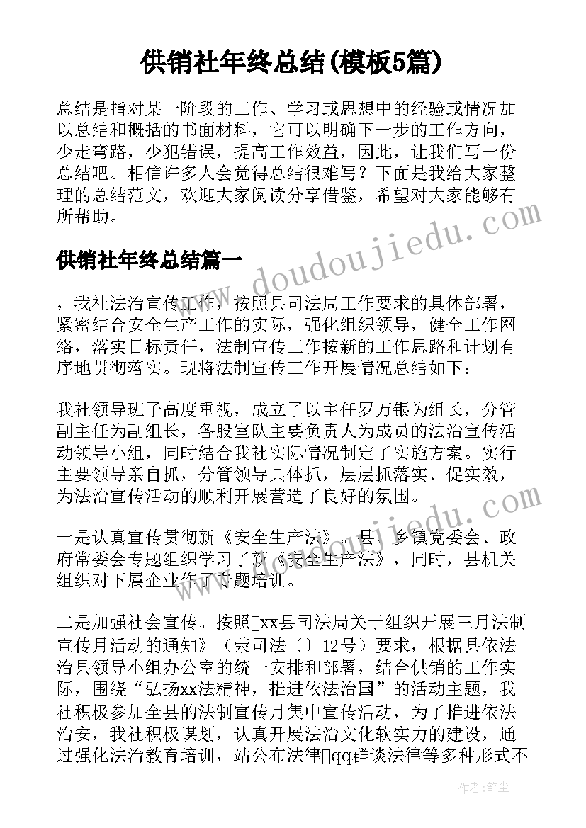 供销社年终总结(模板5篇)