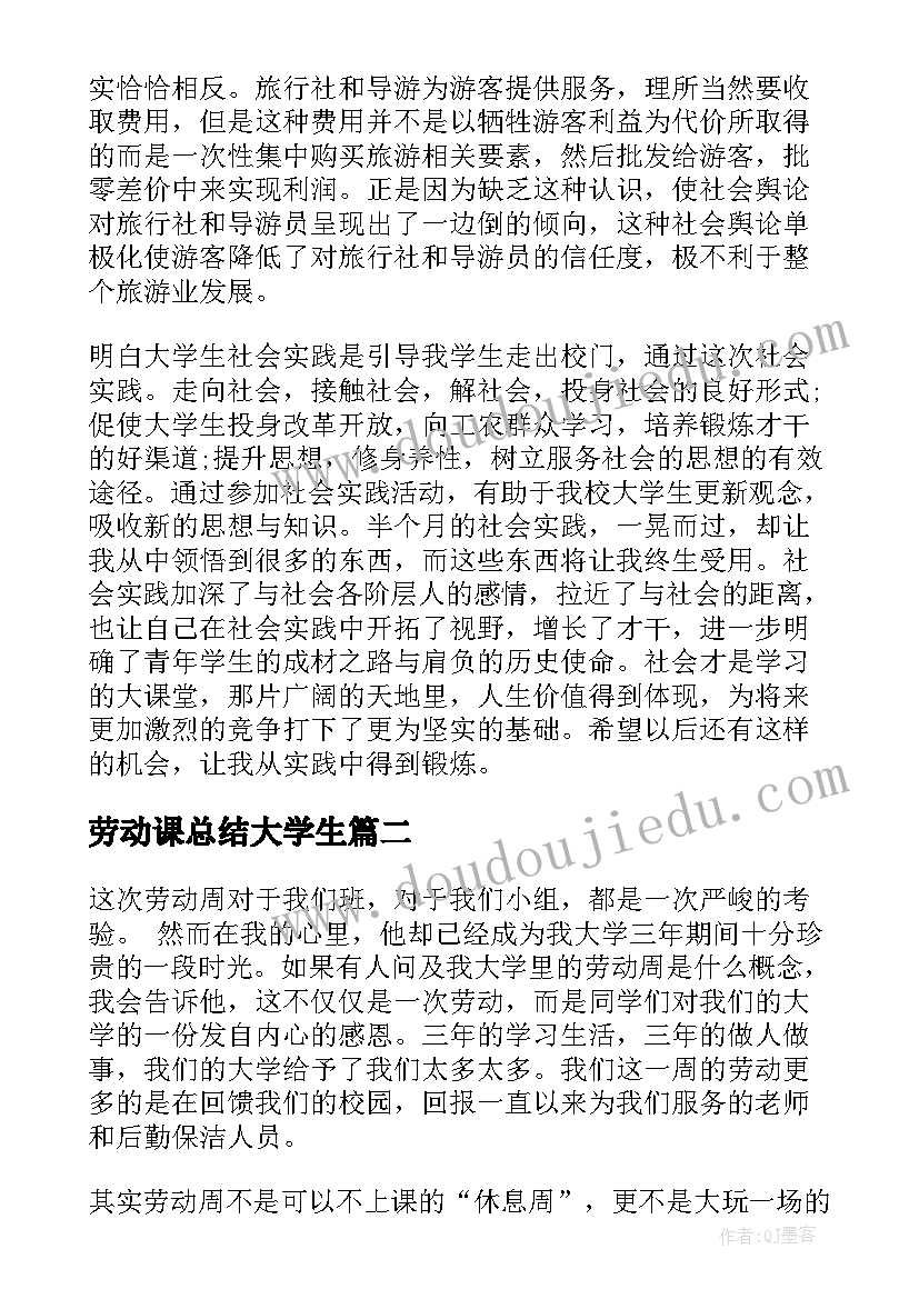 劳动课总结大学生 大学生劳动课实践总结(精选5篇)