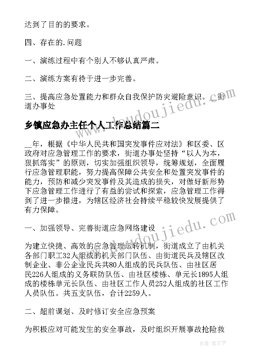 乡镇应急办主任个人工作总结(模板5篇)