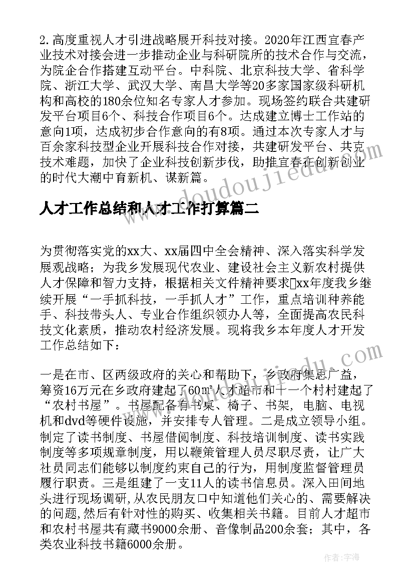 2023年人才工作总结和人才工作打算(优质9篇)