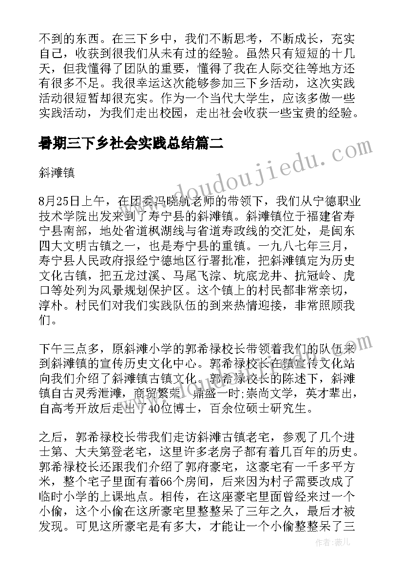 最新暑期三下乡社会实践总结(大全10篇)