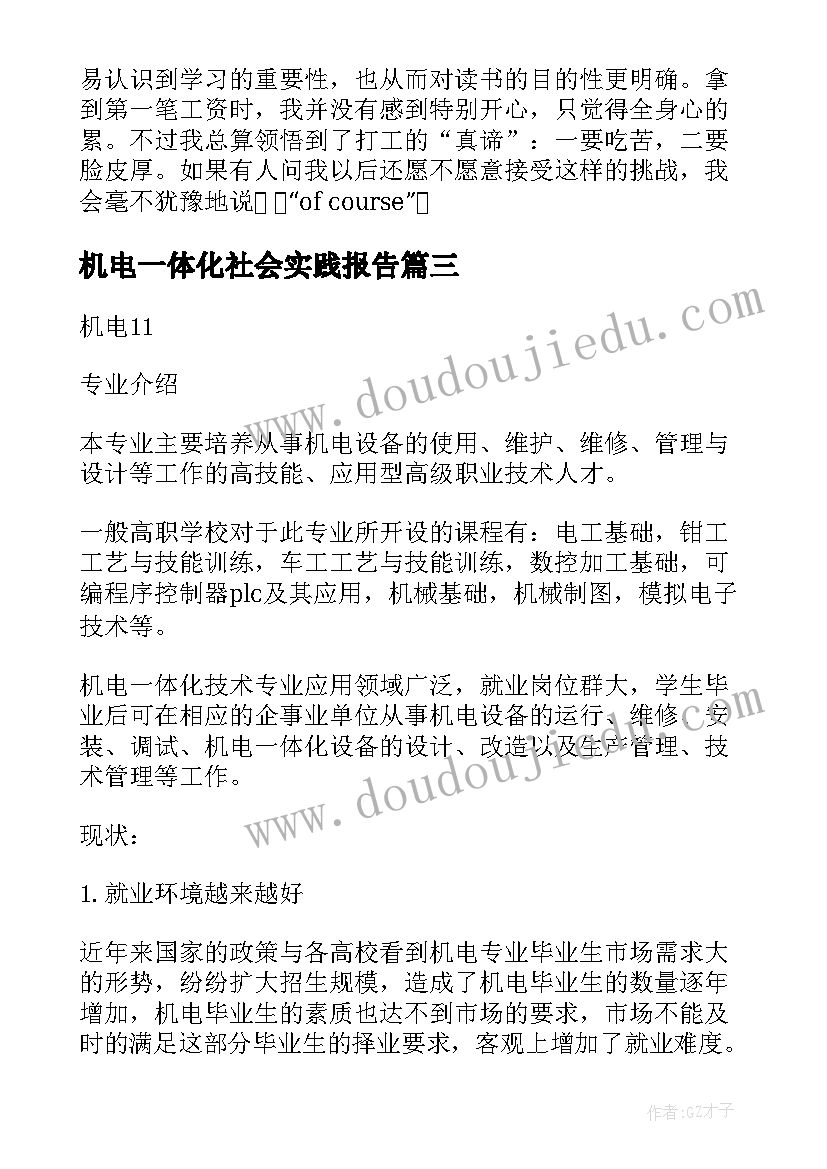 最新机电一体化社会实践报告(模板5篇)