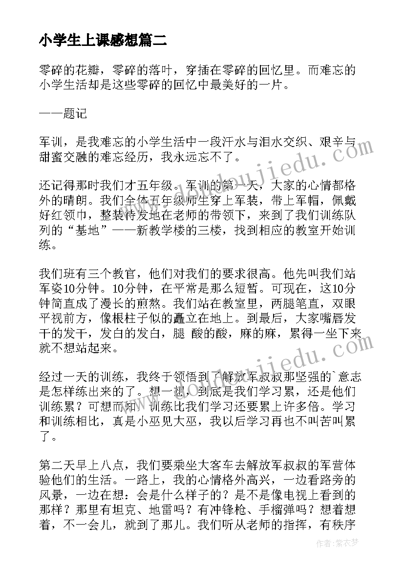 小学生上课感想(汇总7篇)