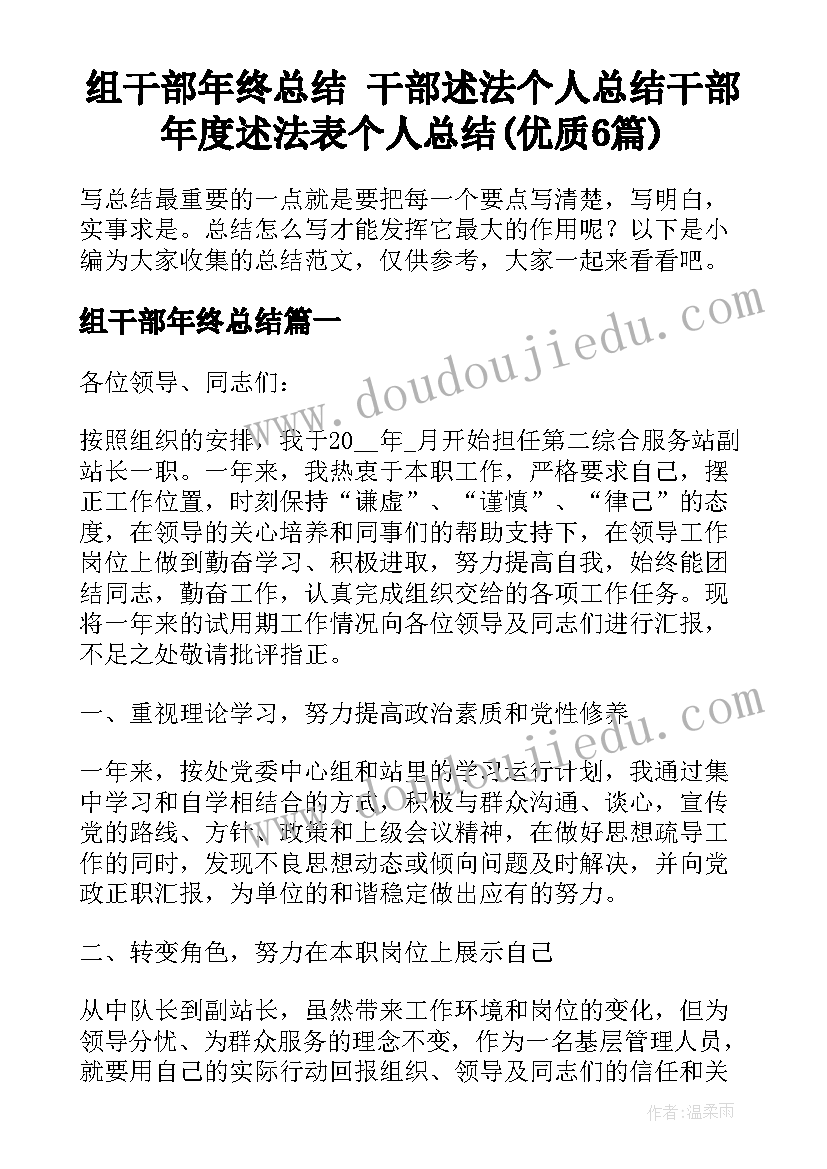 组干部年终总结 干部述法个人总结干部年度述法表个人总结(优质6篇)