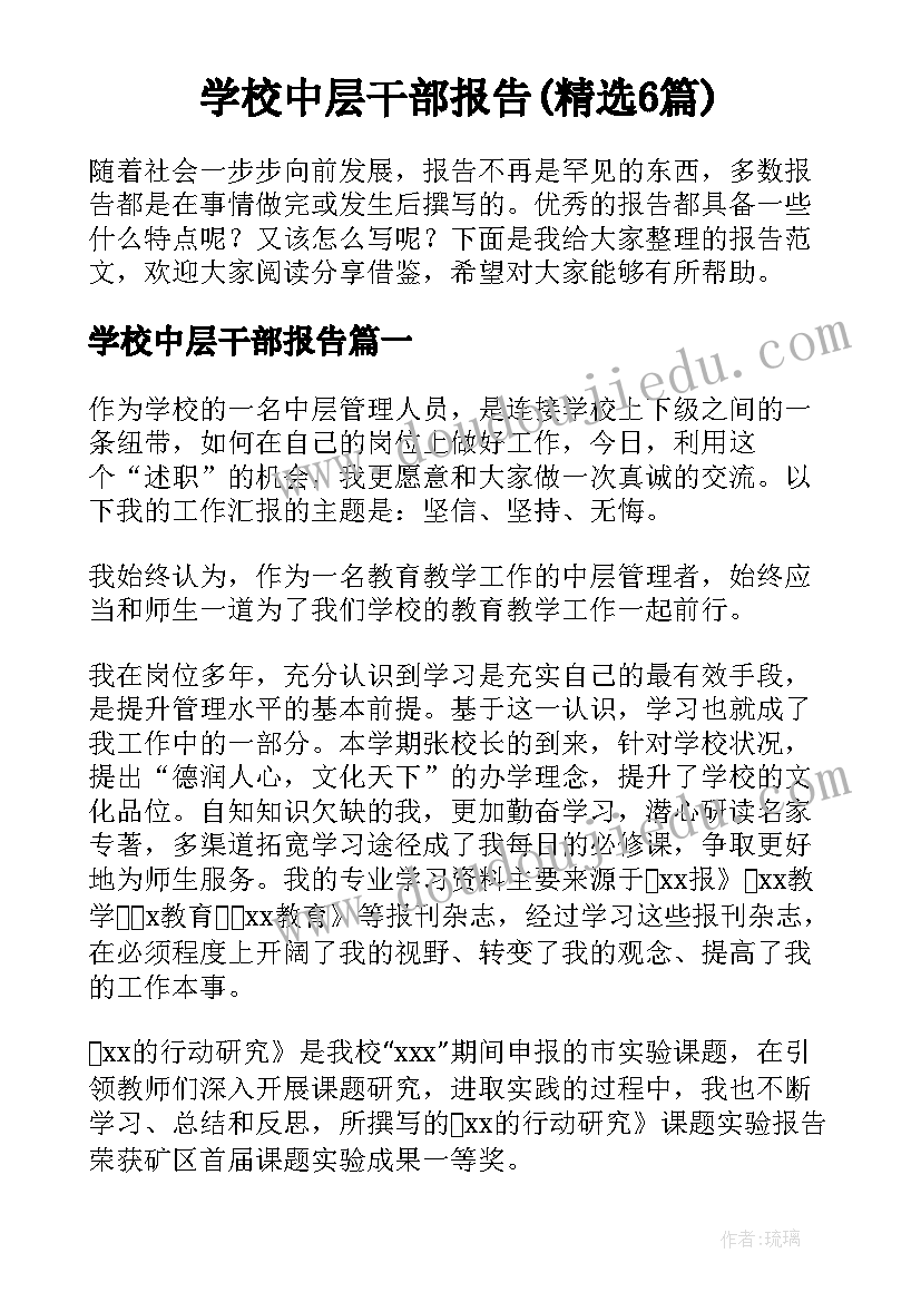 学校中层干部报告(精选6篇)