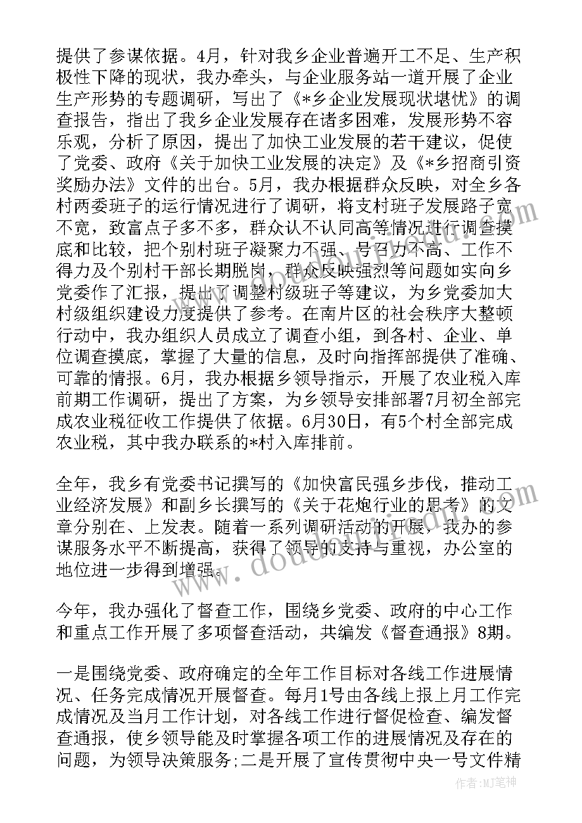 乡镇政府办公室工作总结 乡镇党政办公室个人年终工作总结(通用5篇)