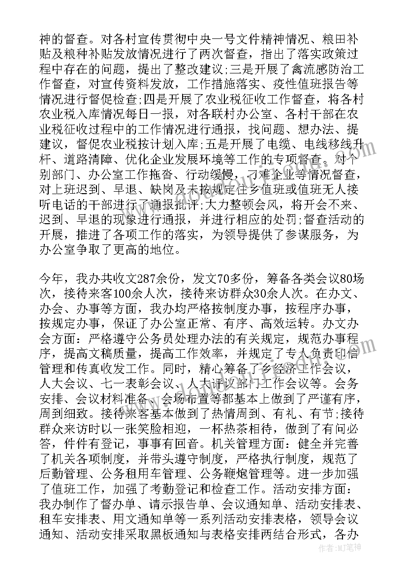 乡镇政府办公室工作总结 乡镇党政办公室个人年终工作总结(通用5篇)