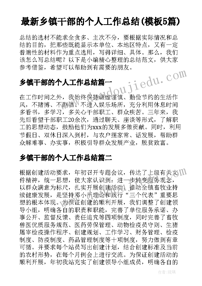 最新乡镇干部的个人工作总结(模板5篇)