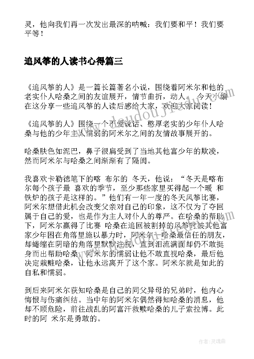 2023年追风筝的人读书心得(精选5篇)