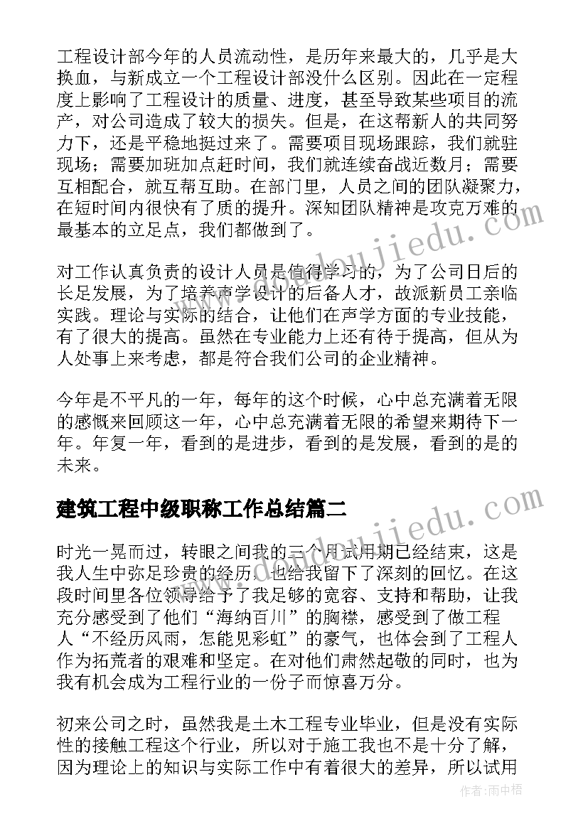 最新建筑工程中级职称工作总结(模板5篇)