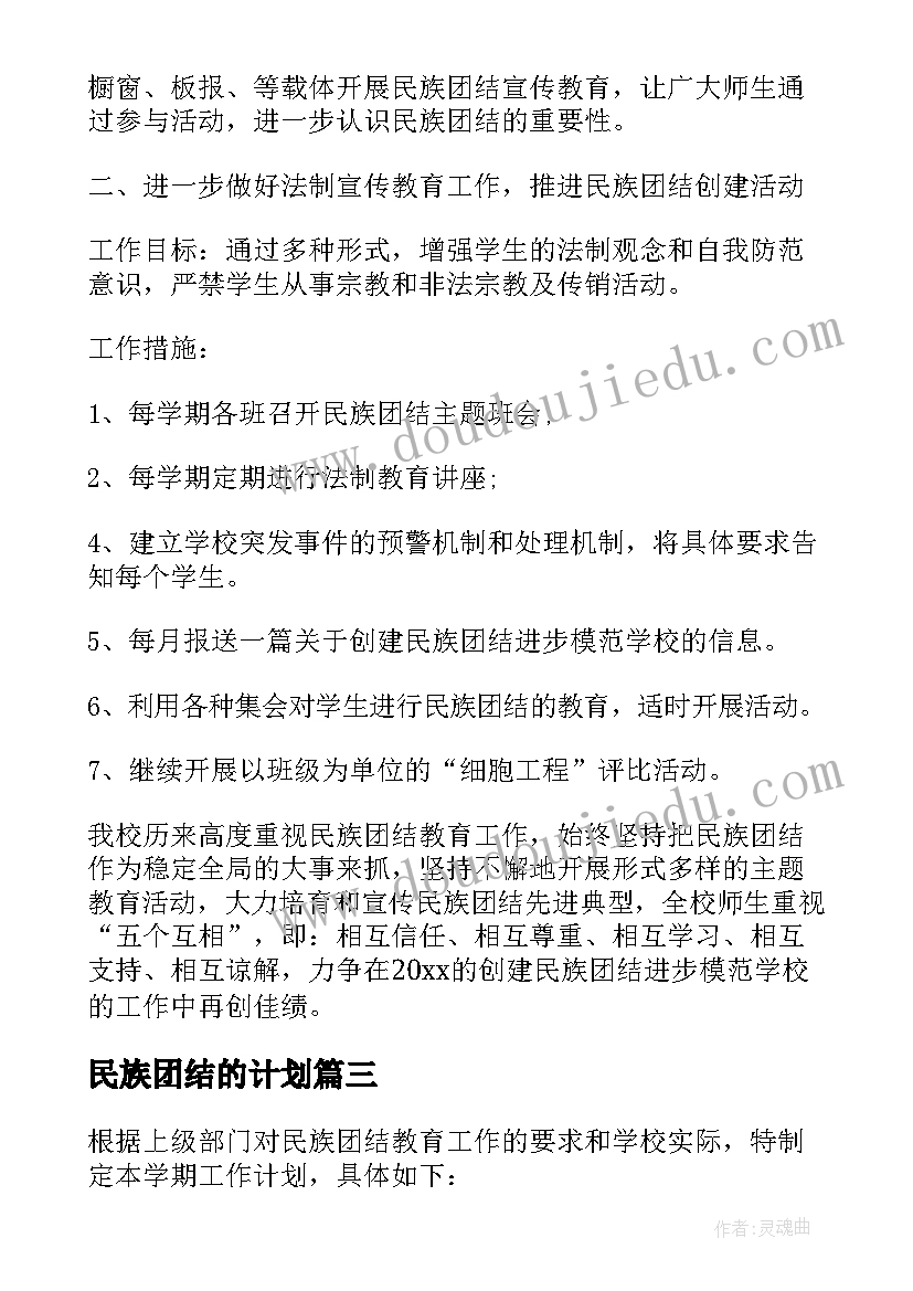 民族团结的计划(精选5篇)