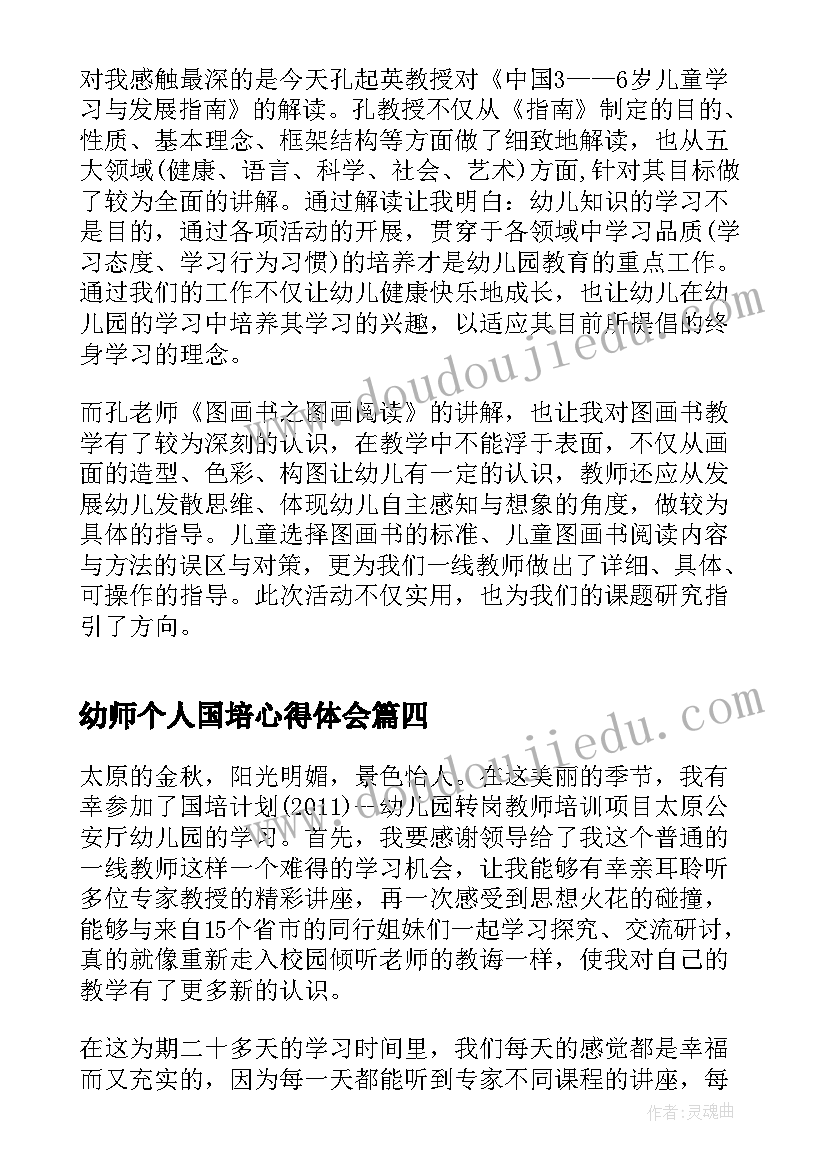 幼师个人国培心得体会(精选5篇)