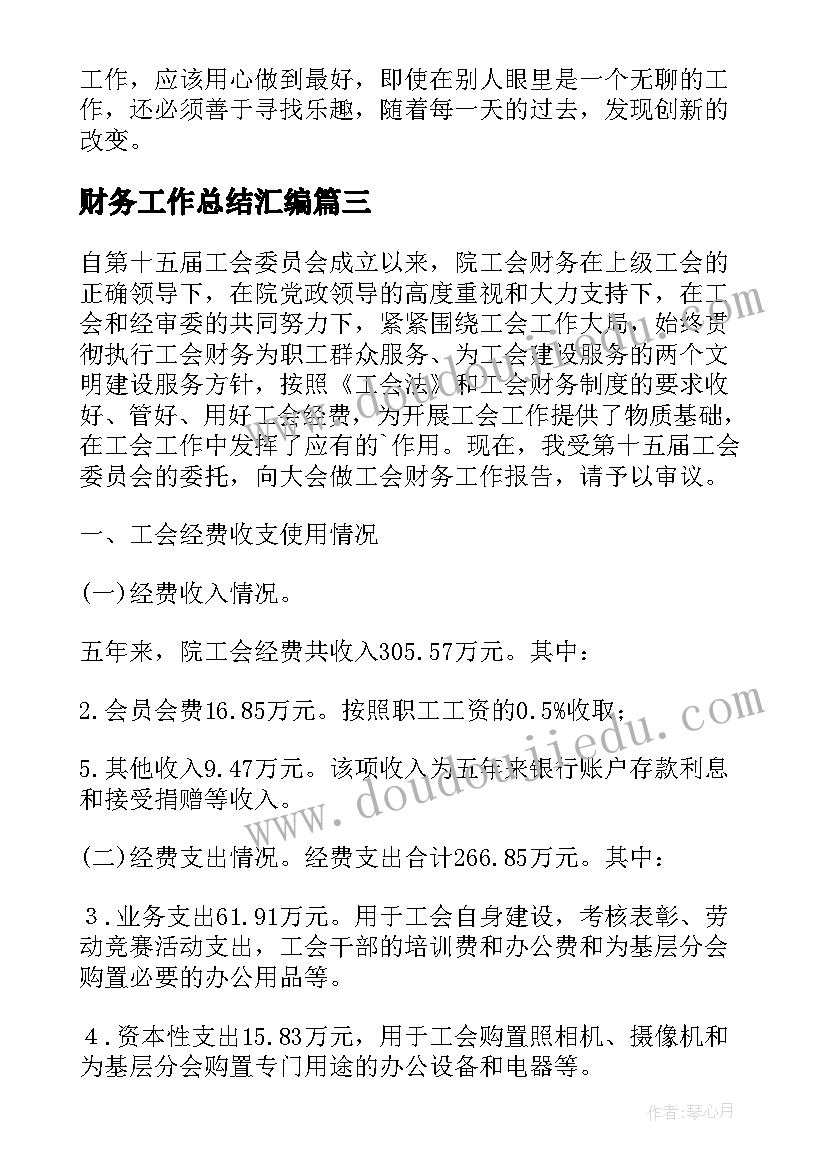 2023年财务工作总结汇编(模板9篇)