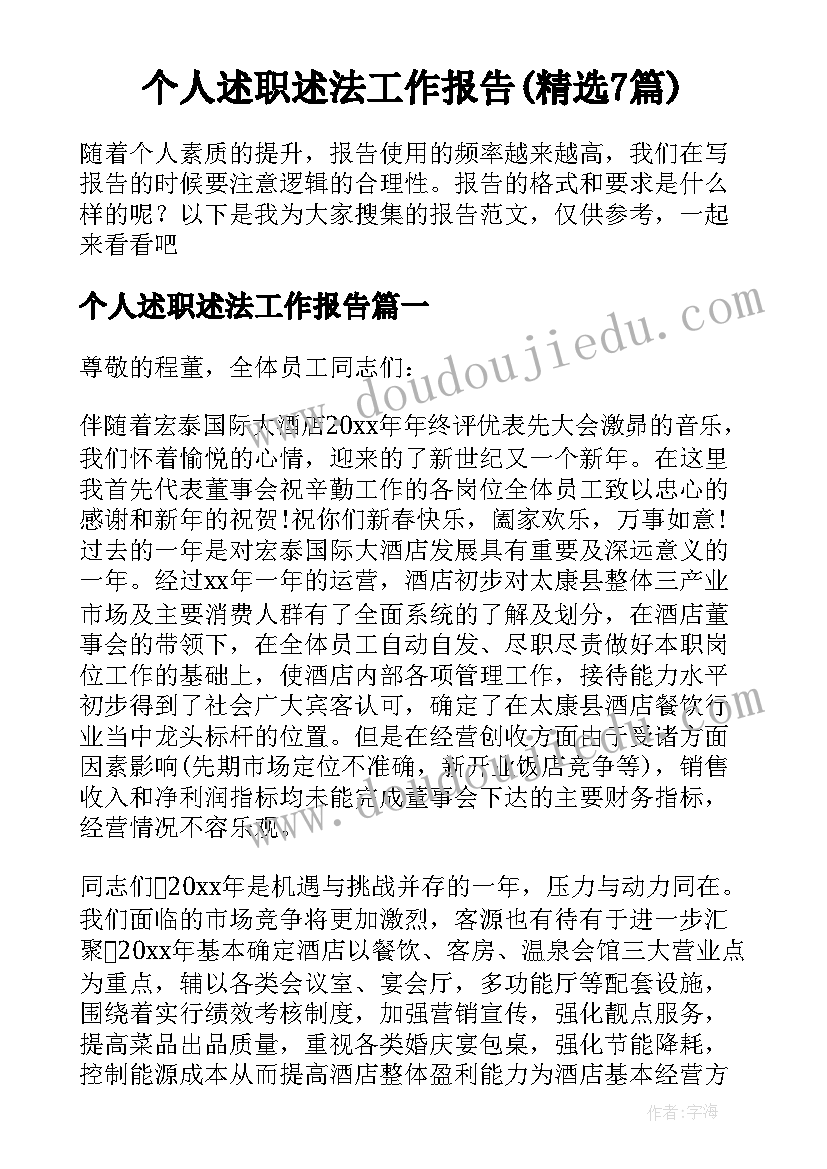 个人述职述法工作报告(精选7篇)