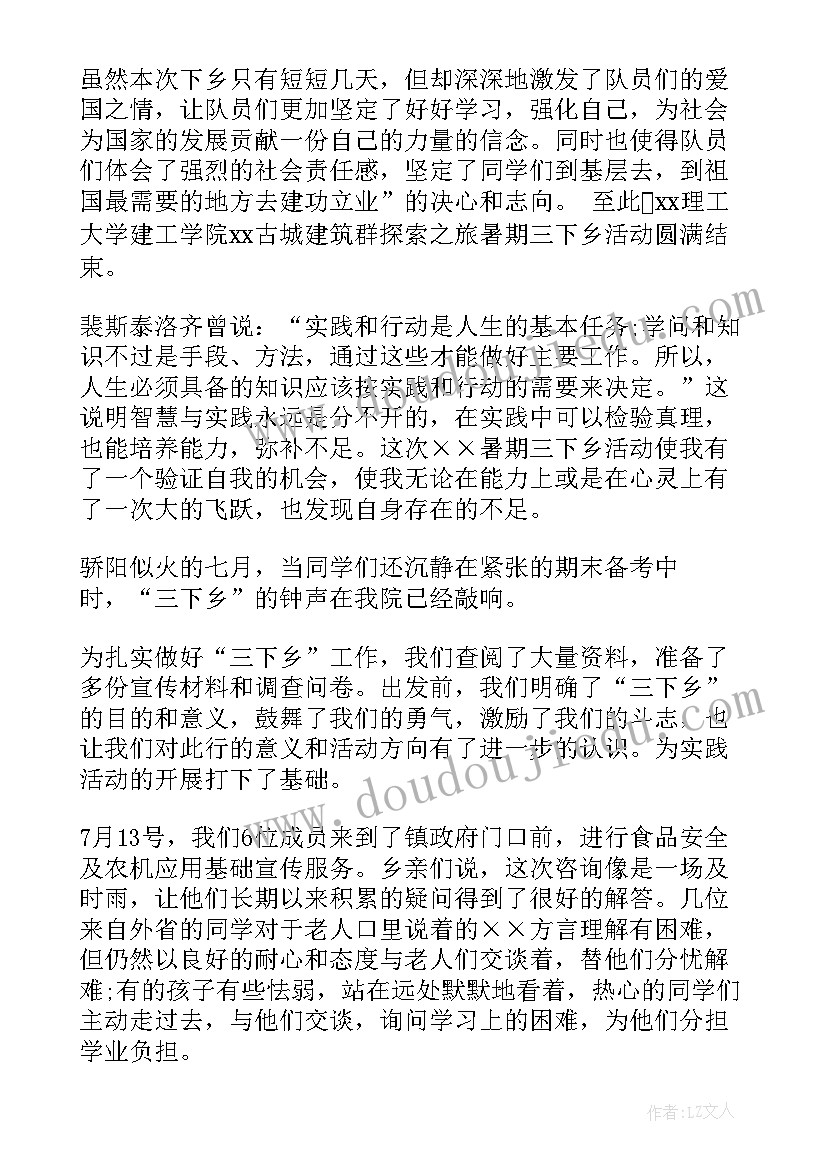 大学生下乡实践报告(汇总9篇)