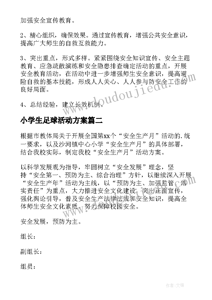 小学生足球活动方案(模板10篇)