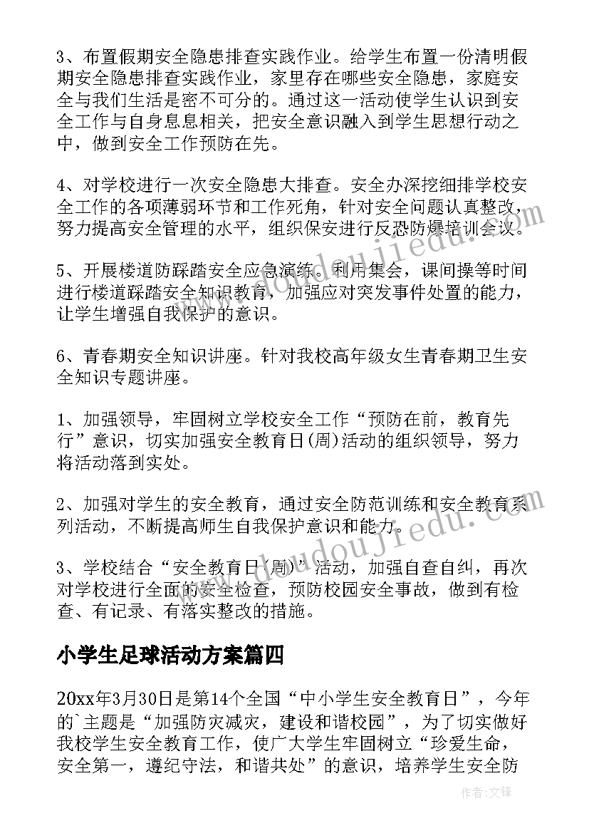 小学生足球活动方案(模板10篇)