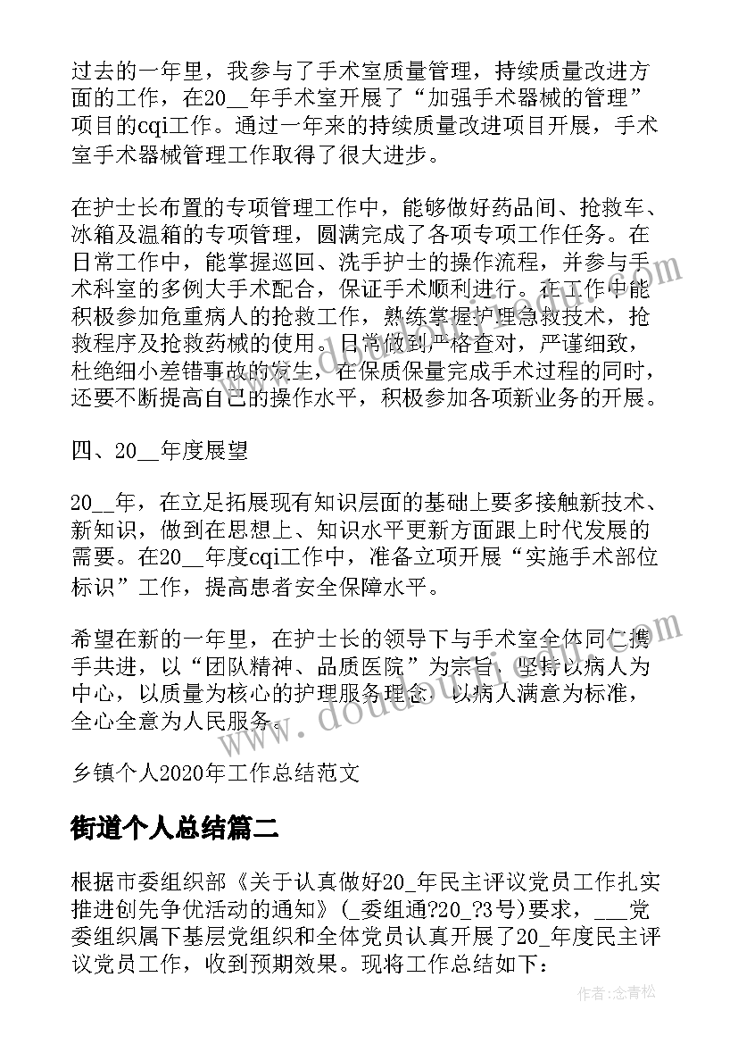 最新街道个人总结 乡镇个人工作总结(精选5篇)