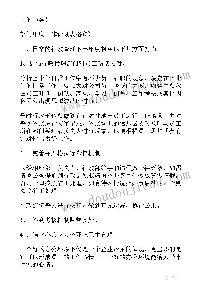 2023年绿化工作年度工作计划 部门年度工作计划表格(精选5篇)