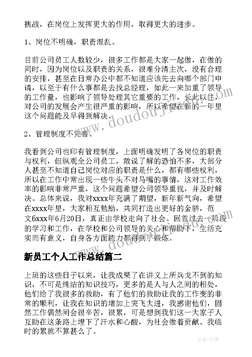 最新新员工个人工作总结 公司新员工个人年终工作总结(实用5篇)