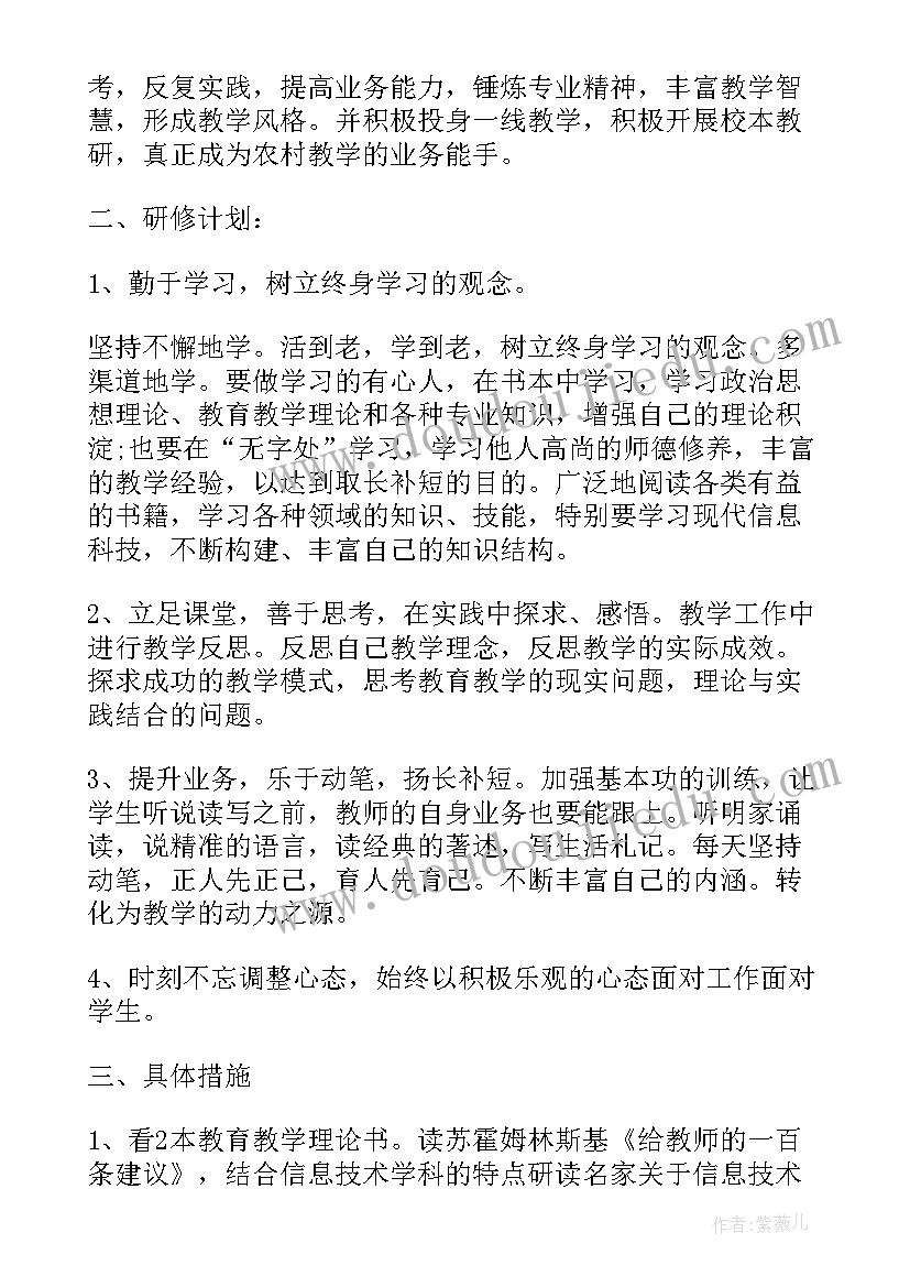 小学信息技术研修总结 信息技术能力提升个人研修计划书(优质5篇)