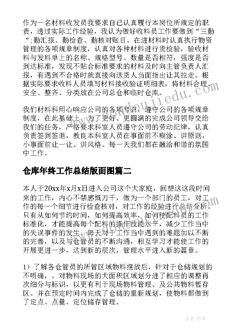 仓库年终工作总结版面图(优质8篇)