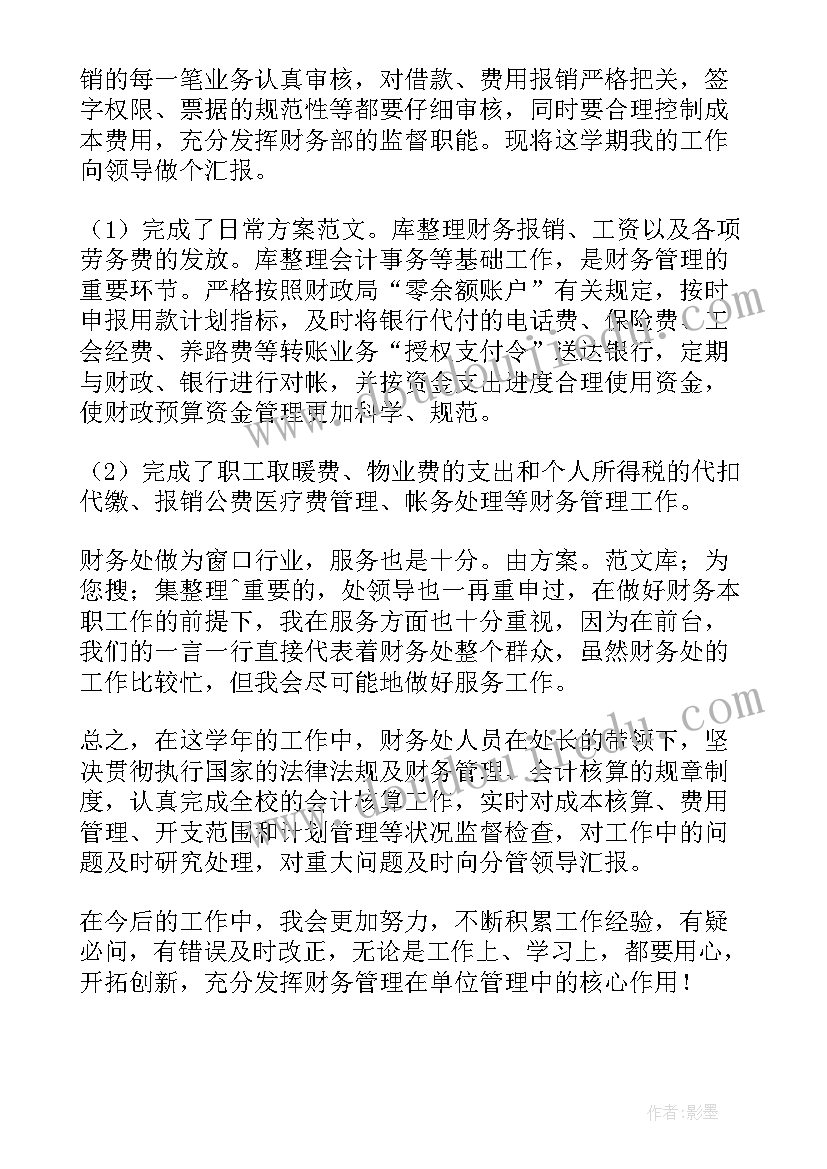 2023年学校财务个人工作总结及下年度计划 学校财务个人工作总结(汇总8篇)