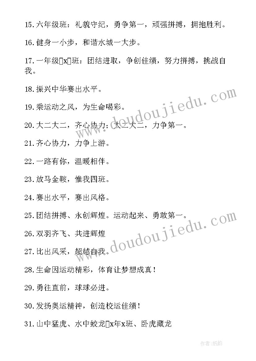 2023年运动加油稿个字(实用7篇)