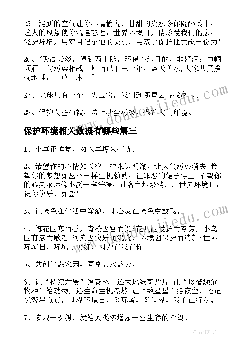 2023年保护环境相关数据有哪些 保护环境的建议书相关(优秀5篇)