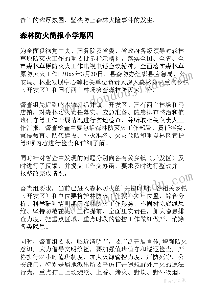 2023年森林防火简报小学(精选5篇)