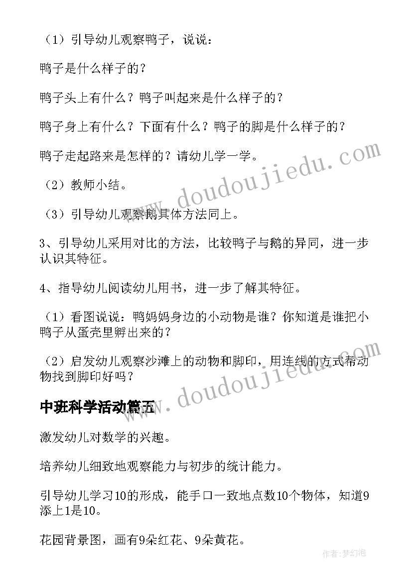 2023年中班科学活动 中班科学活动方案(实用9篇)