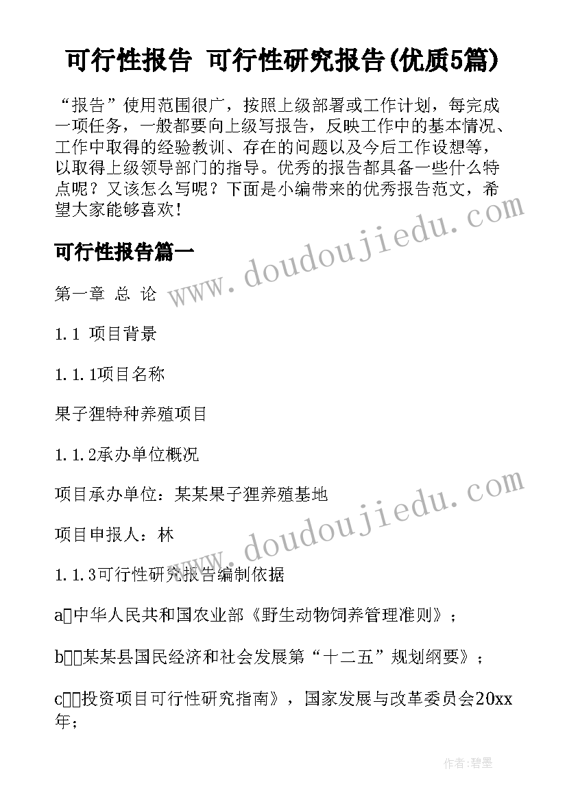 可行性报告 可行性研究报告(优质5篇)