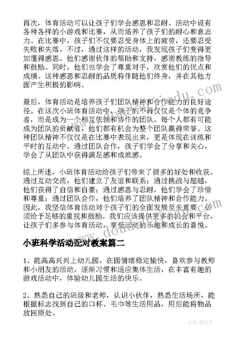 小班科学活动配对教案(大全6篇)