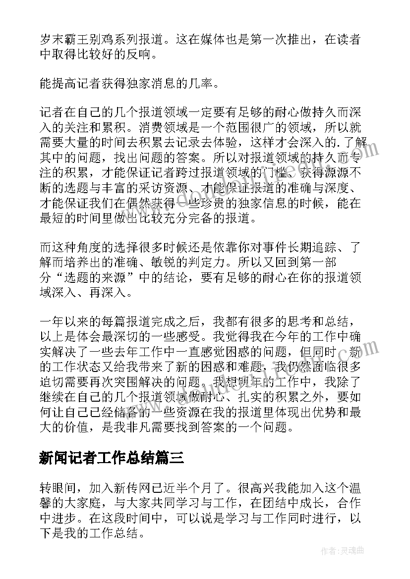 最新新闻记者工作总结(实用7篇)