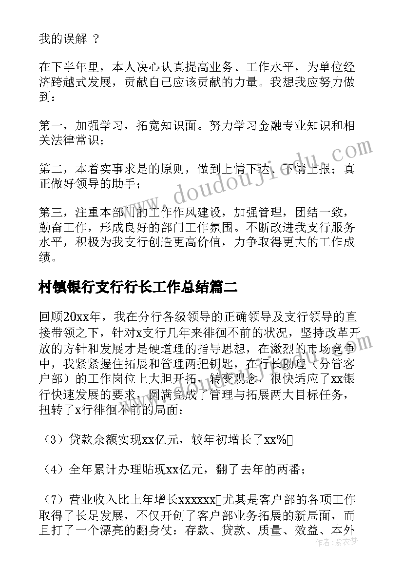 2023年村镇银行支行行长工作总结(模板5篇)