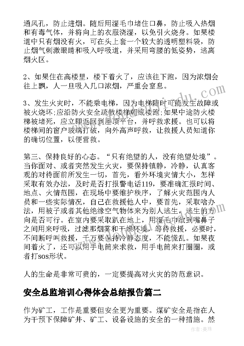 安全总监培训心得体会总结报告 消防安全培训心得体会总结(精选10篇)